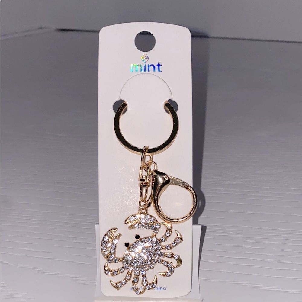 Mint Gold and Silver Crab Keychain